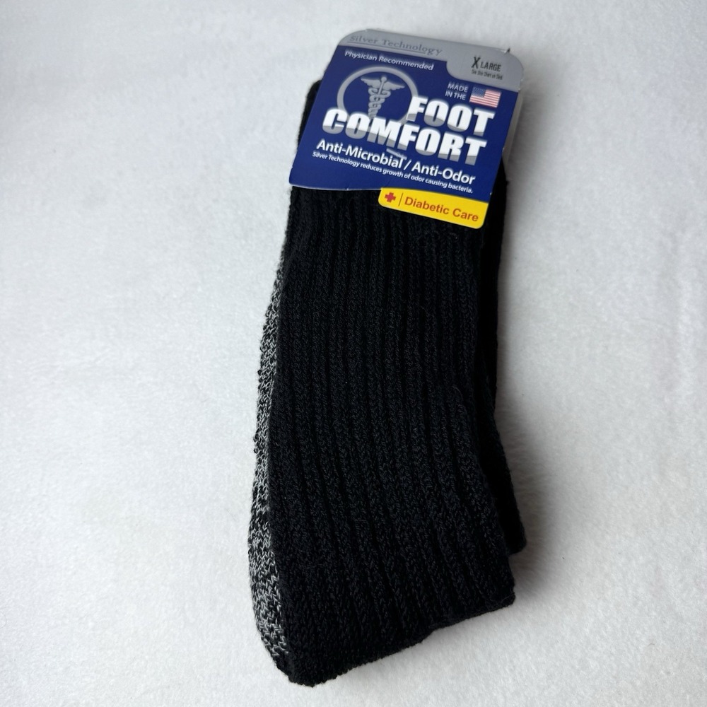 Silver Technology Foot Comfort Diabetic Socks XL Vendor Style Black Anti Odor